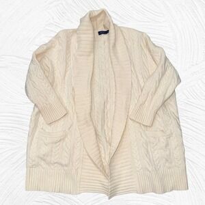 Vintage Polo‎ Ralph Lauren XL Cable Knit Wool/Cashmere Cardigan Shawl Collar